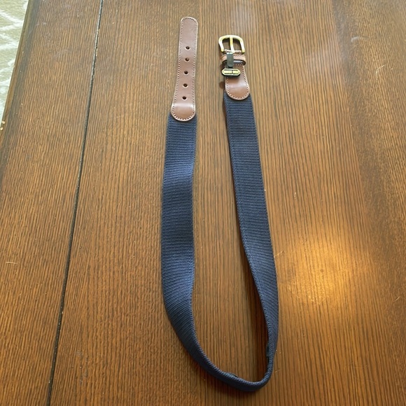 NWT Money Belt Canvas and Leather Blue Brass Buckle YKK Zipper Size L - Picture 5 of 5